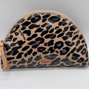 Consuela large makeup bag animal print great condition leather zip tab